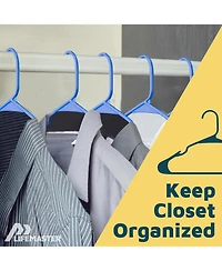 Lifemaster heavy-duty plastic hangers with non-slip grooves, space-saving design