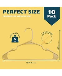 Lifemaster heavy-duty plastic hangers for clothes, dresses & coats non-slip grooves, space-saving, holds 5 lbs 10-pack.