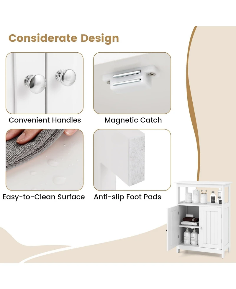 Volenca Bathroom Floor Cabinet Freestanding Storage Organizer with Open Compartment