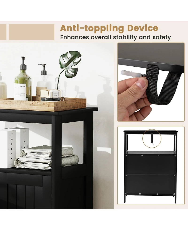 Volenca Bathroom Floor Cabinet Freestanding Storage Organizer with Open Compartment