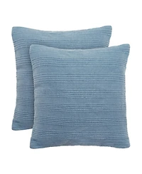 Chanasya 20x20 inch Pillow Covers with Filling, Set of 2 Solid Textured Stripe Outdoor Polyester Throw Pillow Covers 2 Pillows