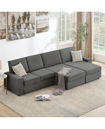 gaomon Oversized Modular Sectional Sofa with Triple Chaise, Convertible Deep Seat Sleeper Couch with Wide Armrests and Plush Backrest