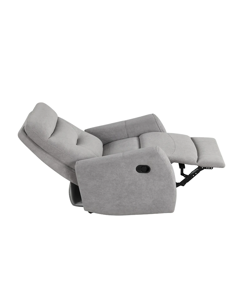 Clihome Durable Microsuede Velvet Manual Recliner with Rocker Function, Double Stitched Seam Accent Chair with Side Handle Release