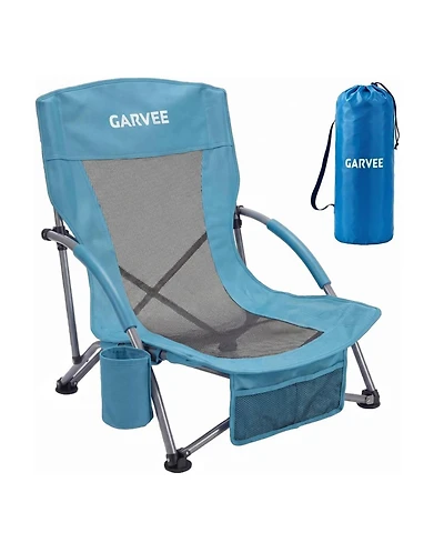 Xo 1 Pack Lightweight Low Back Beach Chair, Folding Portable Camping Chairs for Camping, Beach, Travel