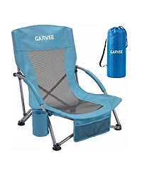 Xo 1 Pack Lightweight Low Back Beach Chair, Folding Portable Camping Chairs for Camping, Beach, Travel