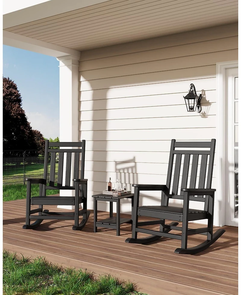 Xo 1 Pc All Weather Resistant Outdoor Hdpe Porch Rocking Chair for Balcony Backyard Porch