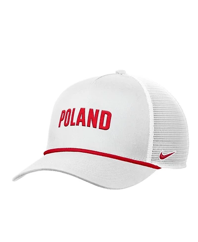 Nike Men's White Poland National Team Rise Rope Trucker A-Frame Adjustable Hat