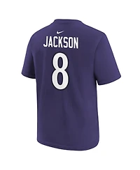 Nike Big Boys and Girls Lamar Jackson Purple Baltimore Ravens Player Name & Number T-Shirt
