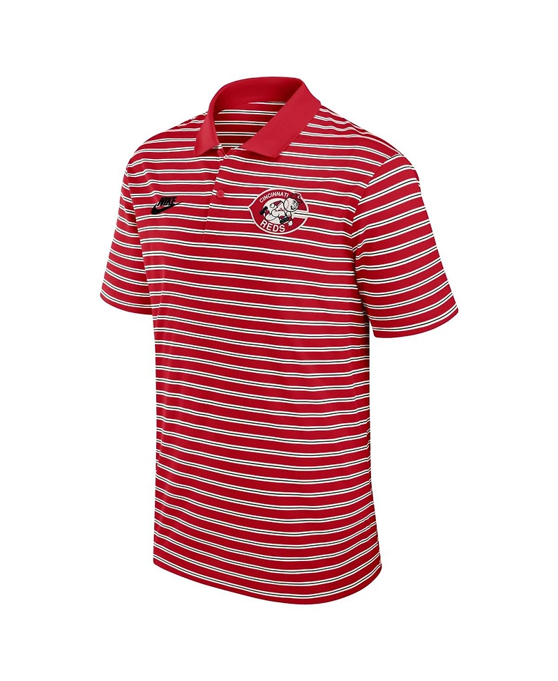 Nike Men's Red Cincinnati Reds Cooperstown Collection Dri-fit Victory Striped Polo Shirt