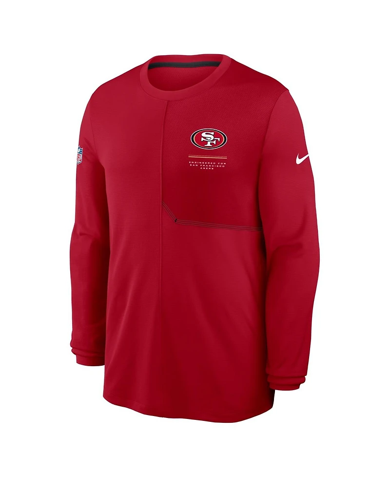 Nike Men's Scarlet San Francisco 49ers Sideline Coaches Uv Dri-fit Long Sleeve T-Shirt