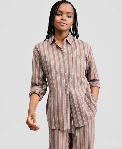 And Now This Women's Oversized Striped Shirt, Macy's Exclusive