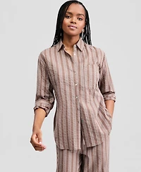 And Now This Women's Oversized Striped Shirt, Macy's Exclusive