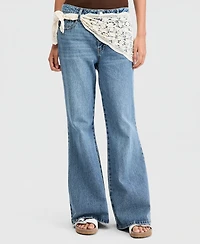 And Now This Women's Crocheted-Scarf Flare Jeans, Macy's Exclusive