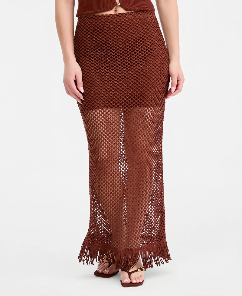 Bar Iii Women's Net Fringe-Hem Skirt, Macy's Exclusive