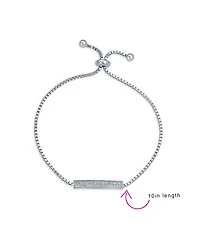 Bling Jewelry Elegant Cubic Zirconia Pave Cz Bar Bolo Bracelet Adjustable Sliding Clasp Bracelet