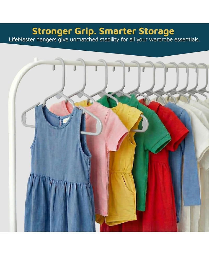 Lifemaster Kids Plastic Hangers, 11.6", with shoulder notches, space-saving, hold 5 Pounds, ideal for baby, toddler and kids clothes, 10-pack