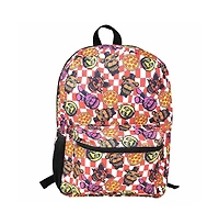 Bioworld Five Nights at Freddy's 16 Inch Checkered with Pizza Nylon School Backpack for Kids, with a front Pocket