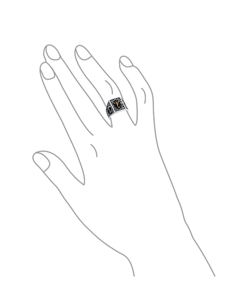 Bling Jewelry Zodiac Scorpion Signet Ring Solid Two Tone Black .925 Silver
