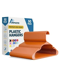 Lifemaster heavy-duty plastic hangers for clothes, dresses and coats non-slip grooves, space-saving design