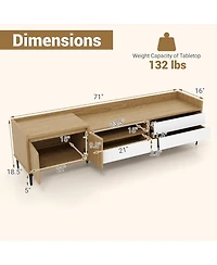 Gymax Tv Stand w/Cabinet 3 Drawers Open Compartment Cable Hole for TVs up to 80''