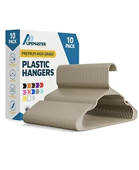 Lifemaster heavy-duty plastic hangers with non-slip grooves and space-saving design hold 5 Pounds and are ideal for clothes and dresses Pack of