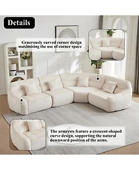Clihome 123.2" Modern Luxury Curved Sectional Sofa, Chenille Modular Cloud Sofa with 4 Pillows