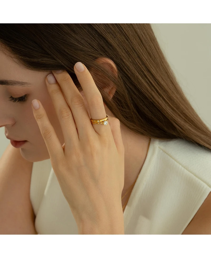 Bearfruit Jewelry 18k Gold Plated Sterling Silver Everyday Shine Ring Set Holiday Gift Guide