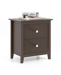 Gymax Modern Nightstand with Storage 2 Drawers and Support Legs for Bedroom