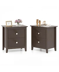 Gymax 2-Pieces Modern Nightstand with Storage 2 Drawers and Support Legs for Bedroom
