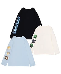 Minecraft Little Boys Steve, Creeper, Zombie, Skeleton 3 Pack Long Sleeve Tees