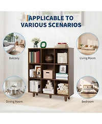 Gaomon 9-cube 3-tier open bookcase, perfect for stylish storage and display in living rooms, bedrooms, or offices. Space-saving and modern design
