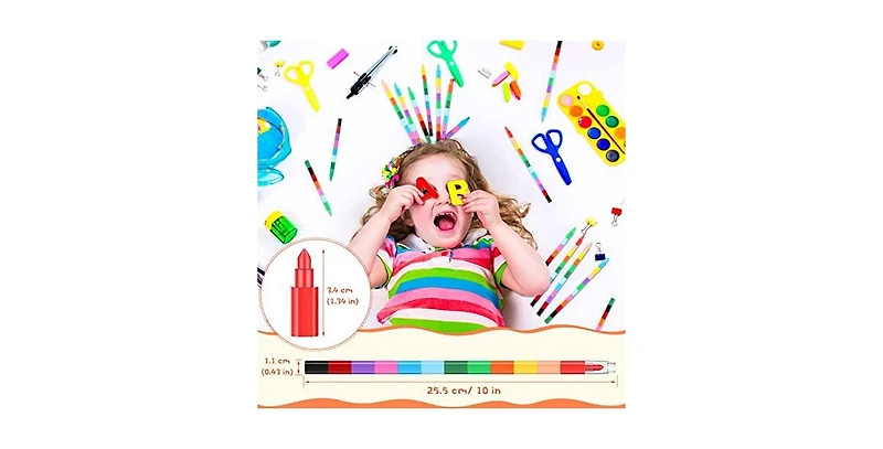 Gnuadz Stackable Crayons Buildable Rainbow Pencils Party Favors