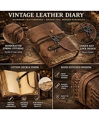 Gnuadz Vintage Leather Journal Handmade Refillable Notebook