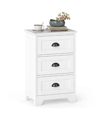 Gymax End Table Nightstand Bedroom Storage with 3 Drawers and Wood Slide