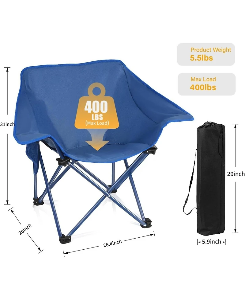 ECHTPeak 4 Pack Portable Camping Chair, Compact Collapsible, Outdoor Folding Sports Chairs, for Camp Sporting Events