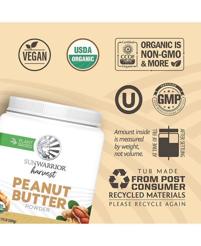 Sunwarrior Us Organic Harvest Peanut Butter 504 Gram