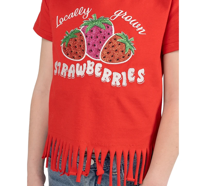Rare Editions Girls' 2T-6X Raglan Short-Sleeve T-shirt and Denim Shorts, 2-Piece Set