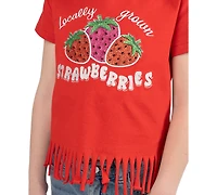Rare Editions Girls' 2T-6X Raglan Short-Sleeve T-shirt and Denim Shorts, 2-Piece Set