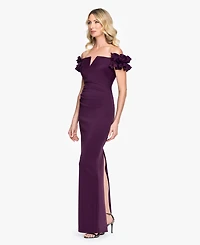 Xscape Women's Off-The-Shoulder Ruffle Sleeve Ball Gown