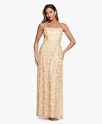 Xscape Women's Square Neck 3D Floral Embellished Ball Gown