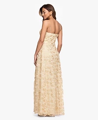 Xscape Women's Square Neck 3D Floral Embellished Ball Gown