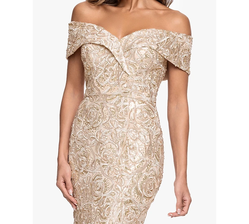 Xscape Women's Off-The-Shoulder Ball Gown