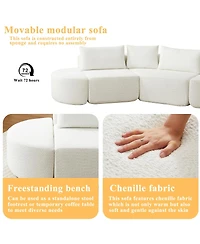 Streamdale Furniture Chenille V-shaped Modular Sofa set With 3 Pillows And 2 Ottomans.