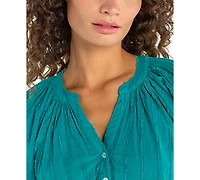 Liverpool Los Angeles Women's Short-Sleeve Lace Trim Top