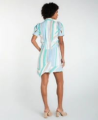 Liverpool Los Angeles Women's Short-Sleeve Asymmetrical Hem Woven Shirt Dress