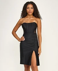 Seni & Cade Juniors' Strapless Illusion Cage Side Dress
