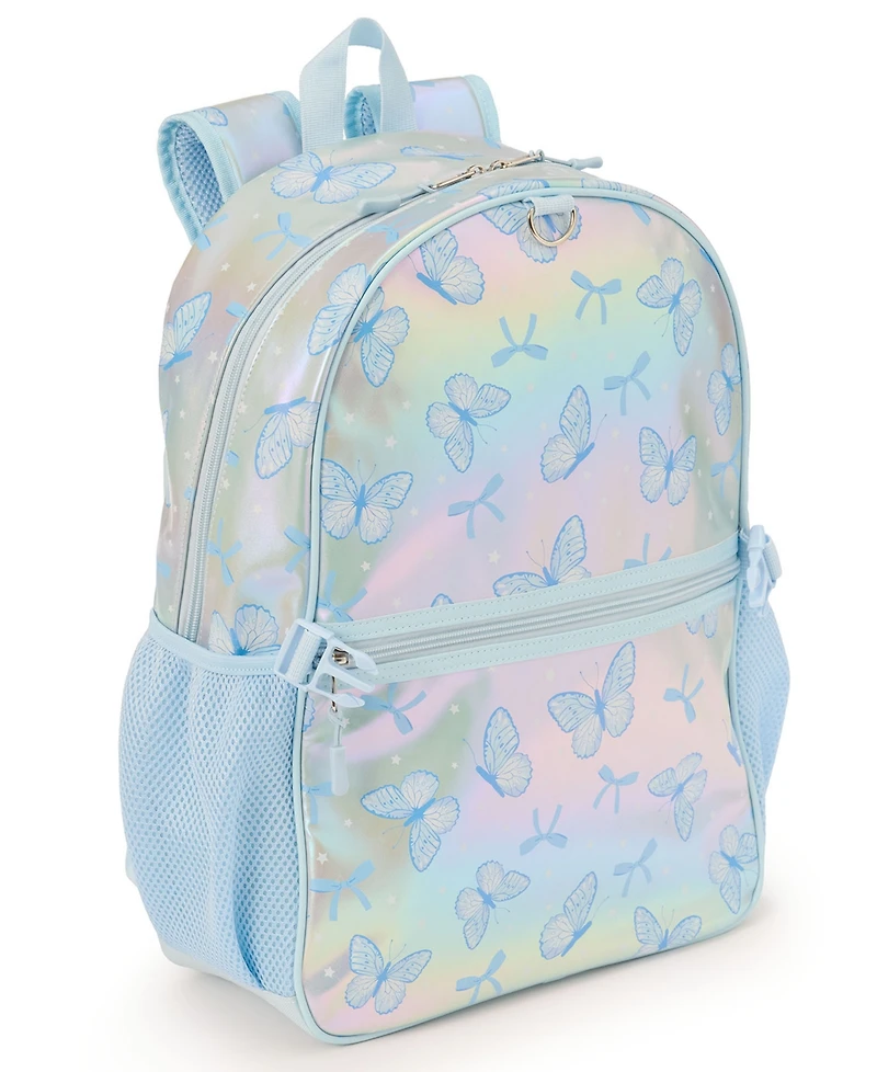 Rainbow Sugar Girls' Butterfly Backpack, 3D Ombre Bow Lunch Bag and Headphone, 3-Piece Set