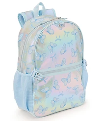 Rainbow Sugar Girls' Butterfly Backpack, 3D Ombre Bow Lunch Bag and Headphone, 3-Piece Set