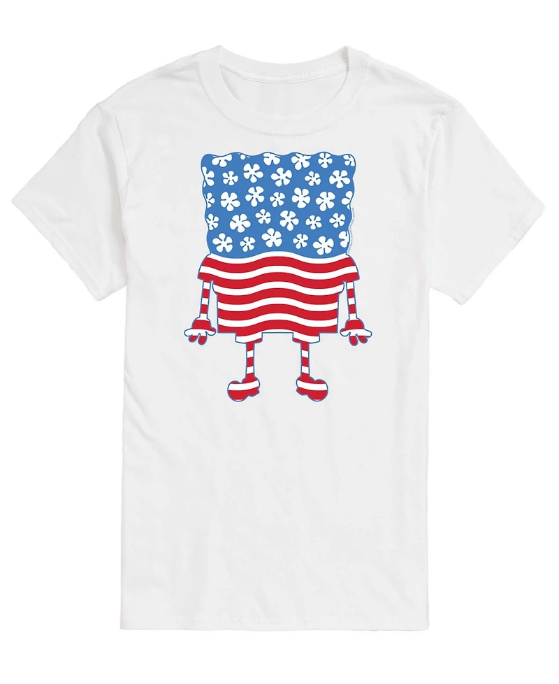 Airwaves Men's SpongeBob SquarePants Silhouette Stars Stripes Short-Sleeve Graphic T-Shirt
