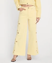 Good American Womens Essential Crop Denim Jacket Wide Leg Jeans